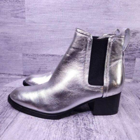 Rag & Bone Walker Leather Slip on Chelsea Ankle Boot Silver sz 35 Women's sz 5 - Picture 4 of 9